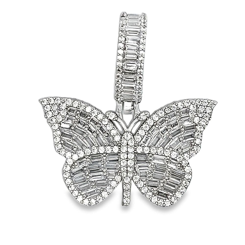 Butterfly Baguette CZ Hip Hop Iced Out Pendant