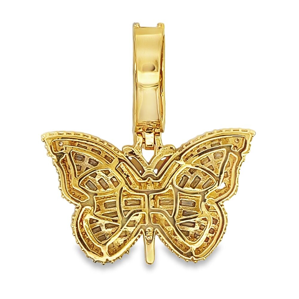 Butterfly Baguette CZ Hip Hop Iced Out Pendant