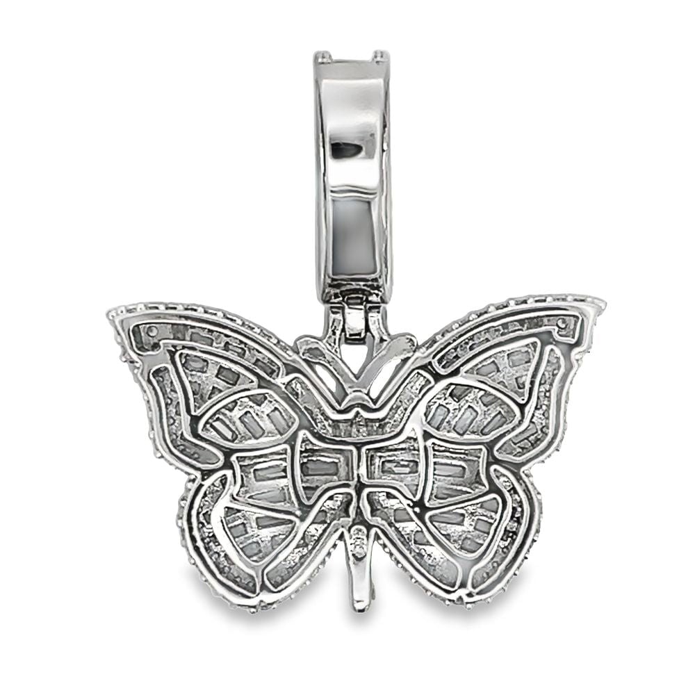 Butterfly Baguette CZ Hip Hop Iced Out Pendant