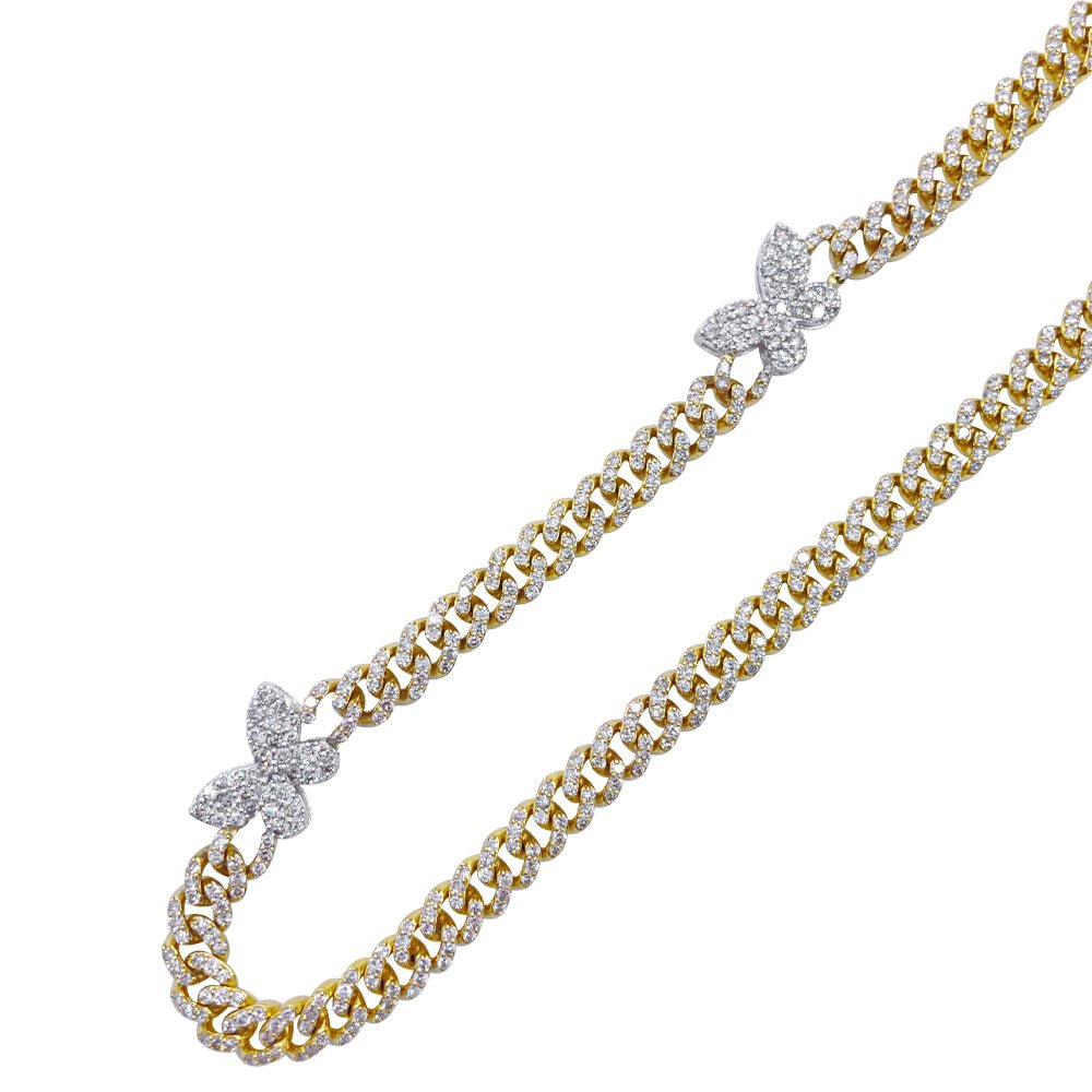 Butterfly Diamond Cuban Chain 10.34 Carats 10K Yellow / White Gold
