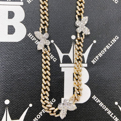 Butterfly Diamond Cuban Chain 10.34 Carats 10K Yellow / White Gold