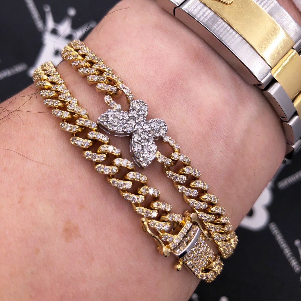 Butterfly Diamond Cuban Chain 10.34 Carats 10K Yellow / White Gold