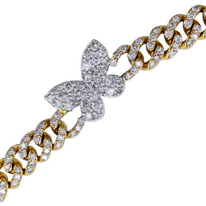 Butterfly Diamond Cuban Chain 10.34 Carats 10K Yellow / White Gold