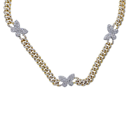 Butterfly Diamond Cuban Chain 10.34 Carats 10K Yellow / White Gold