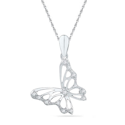 Butterfly Diamond Pendant 10K Gold