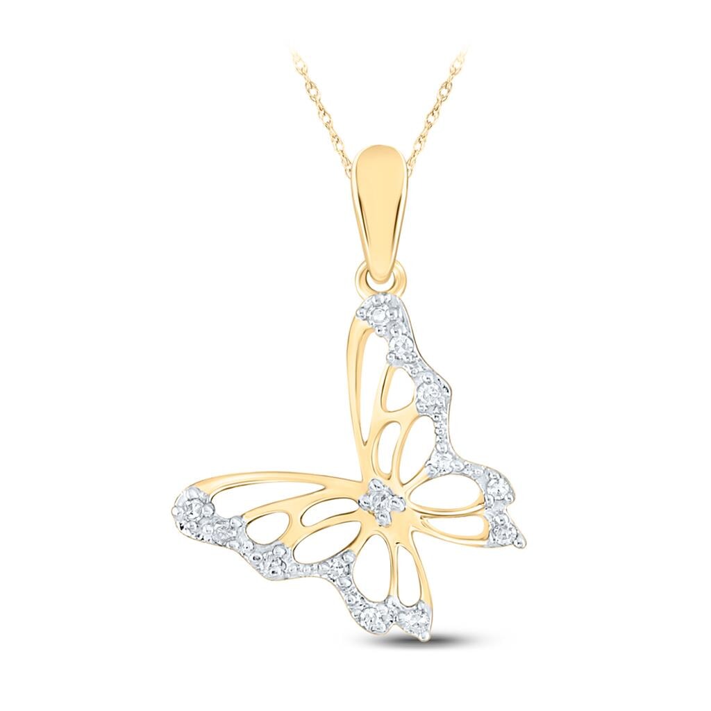 Butterfly Diamond Pendant 10K Gold