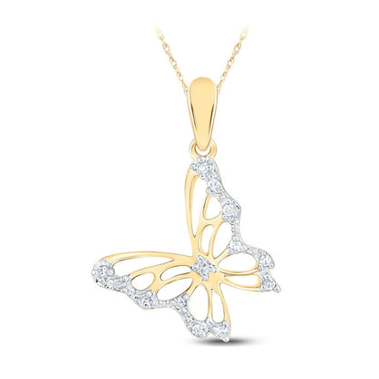 Butterfly Diamond Pendant 10K Gold