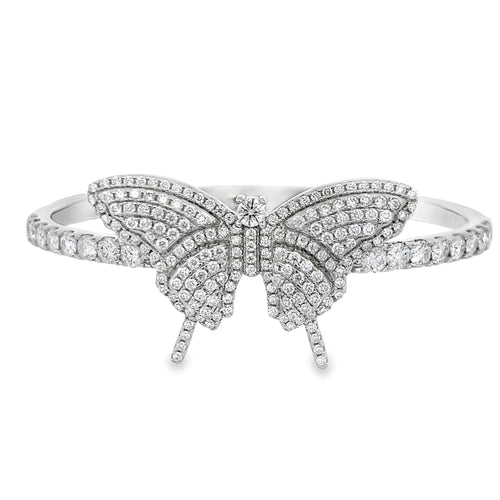 Butterfly Moissanite Iced Out Bangle .925 Sterling Silver