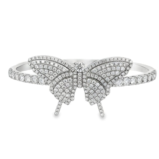 Butterfly Moissanite Iced Out Bangle .925 Sterling Silver