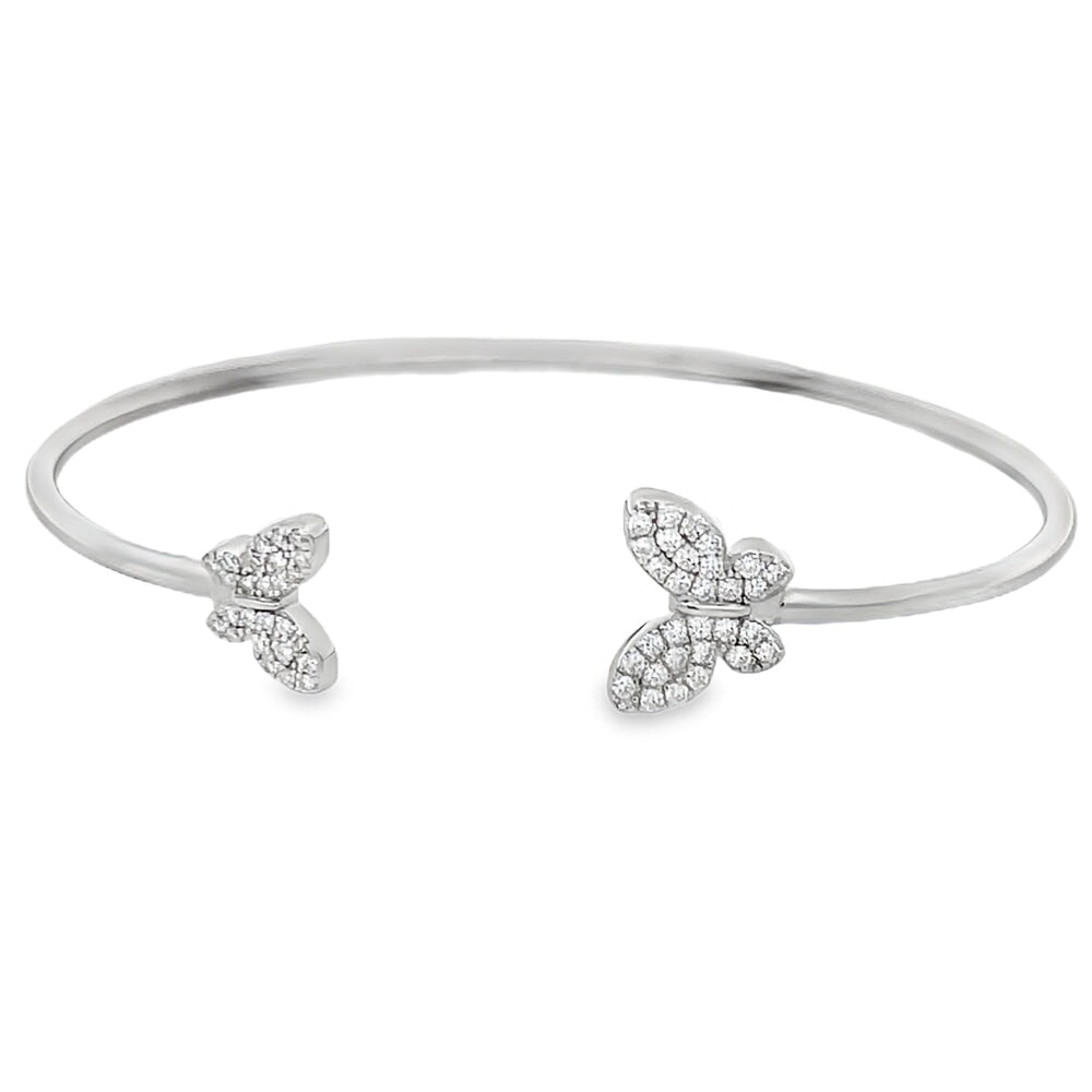 Butterfly Moissanite Iced Out Bangle .925 Sterling Silver