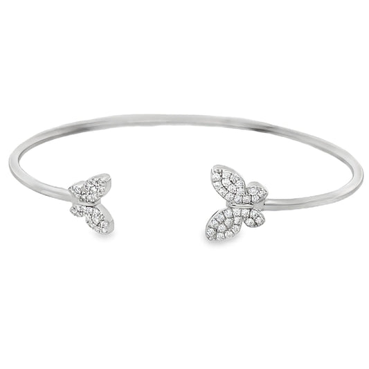 Butterfly Moissanite Iced Out Bangle .925 Sterling Silver