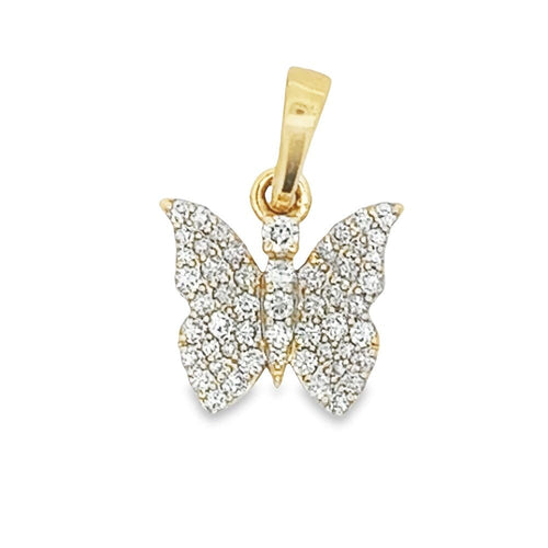 Butterfly Small .91cttw Diamond Pendant 10K Yellow Gold