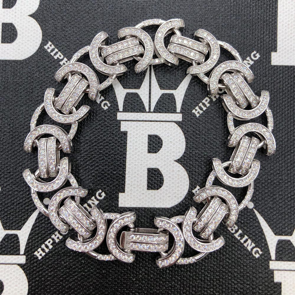 Byzantine Moissanite Bracelet Iced Out .925 Sterling Silver