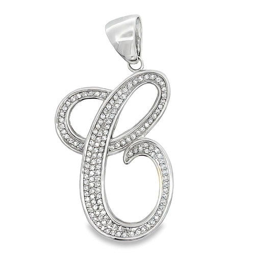 C Cursive CZ Iced Out Pendant