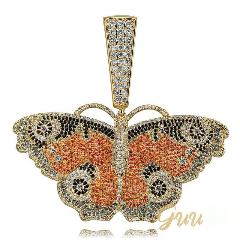 18K Gold-Plated Micro Inlay  AAA CZ Butterfly Pendant