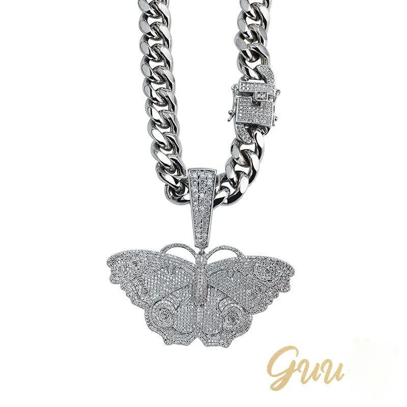 18K Gold-Plated Micro Inlay  AAA CZ Butterfly Pendant