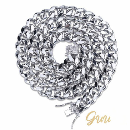 10mm  CZ  Cuban Link Chain In  Yellow GoldPlated