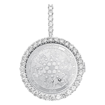 Cardano ADA Coin Iced Out Frame Pendant