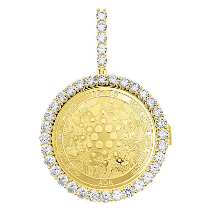 Cardano ADA Coin Iced Out Frame Pendant