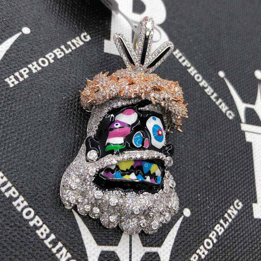 Cartoon Jesus Black Face VVS CZ Iced Out Pendant