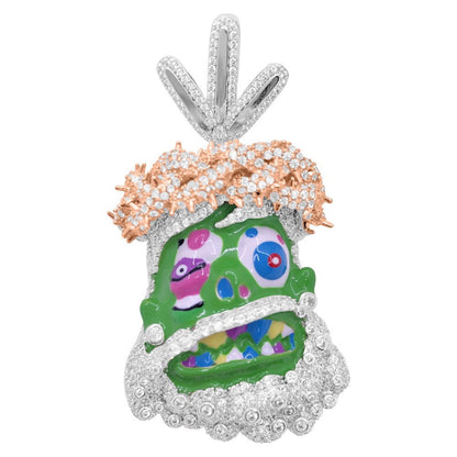 Cartoon Jesus Green Face VVS CZ Iced Out Pendant