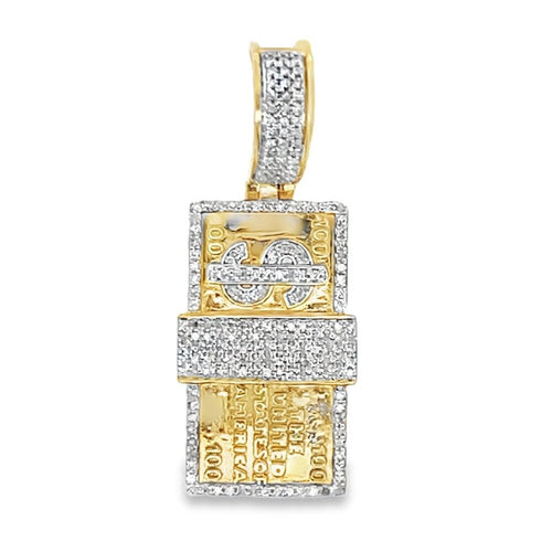Cash Money Stack Diamond Pendant .39cttw 10K Yellow Gold