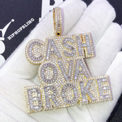 Cash Ova Broke Baguette VVS CZ Iced Out Pendant