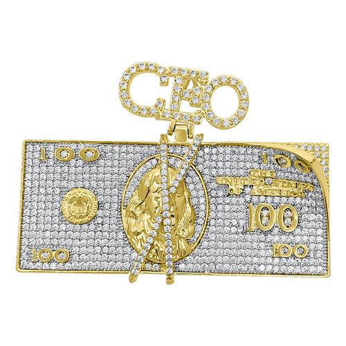 CEO $100 Bill Stack CZ Hip Hop Iced Out Pendant