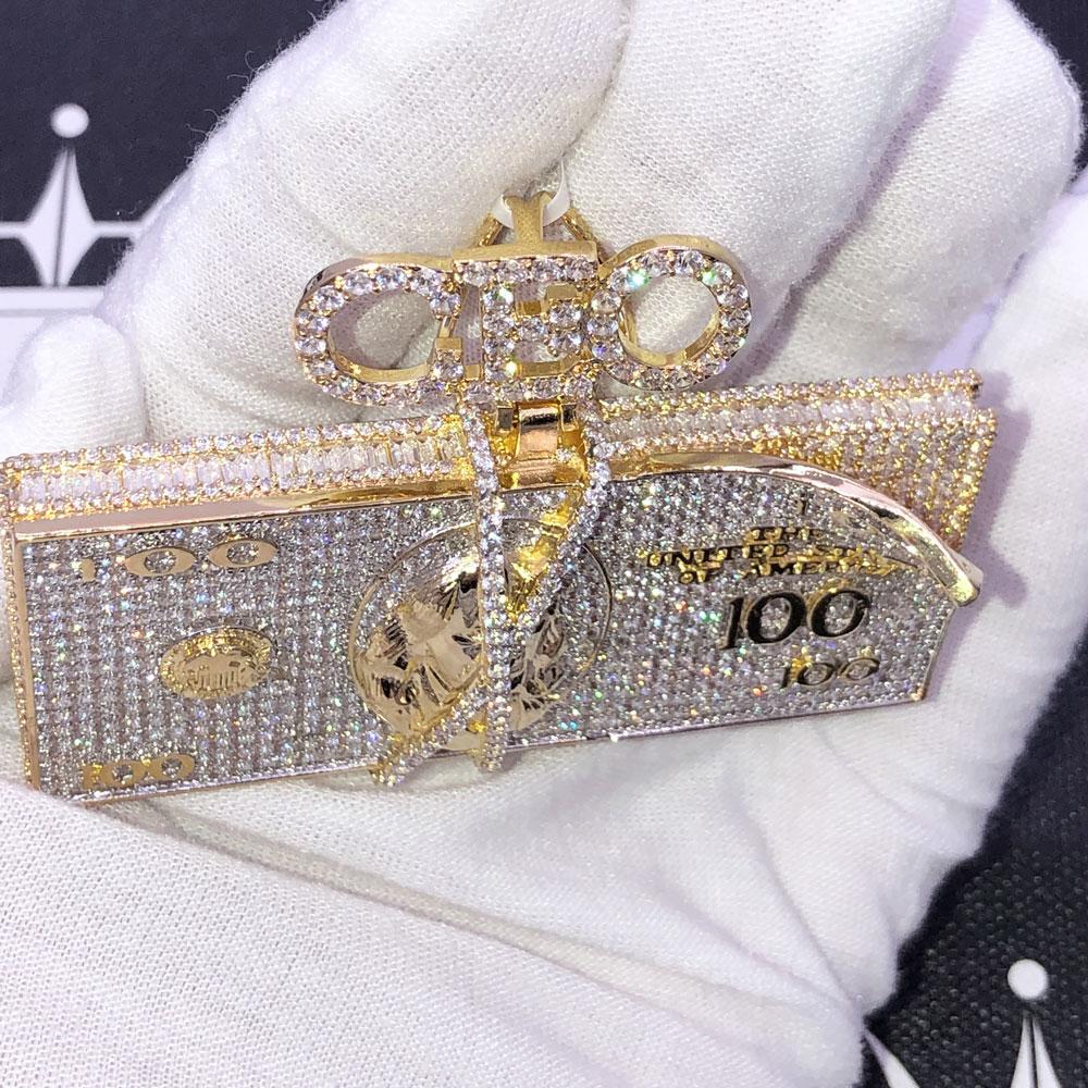 CEO $100 Bill Stack CZ Hip Hop Iced Out Pendant