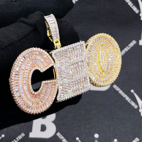 CEO 3D 3 Tone Baguette VVS CZ Iced Out Pendant