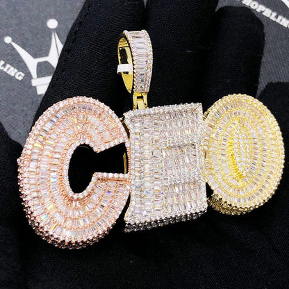 CEO 3D 3 Tone Baguette VVS CZ Iced Out Pendant