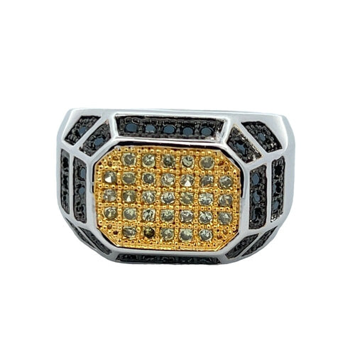 Champion Black & Yellow CZ Ring .925 Sterling Silver