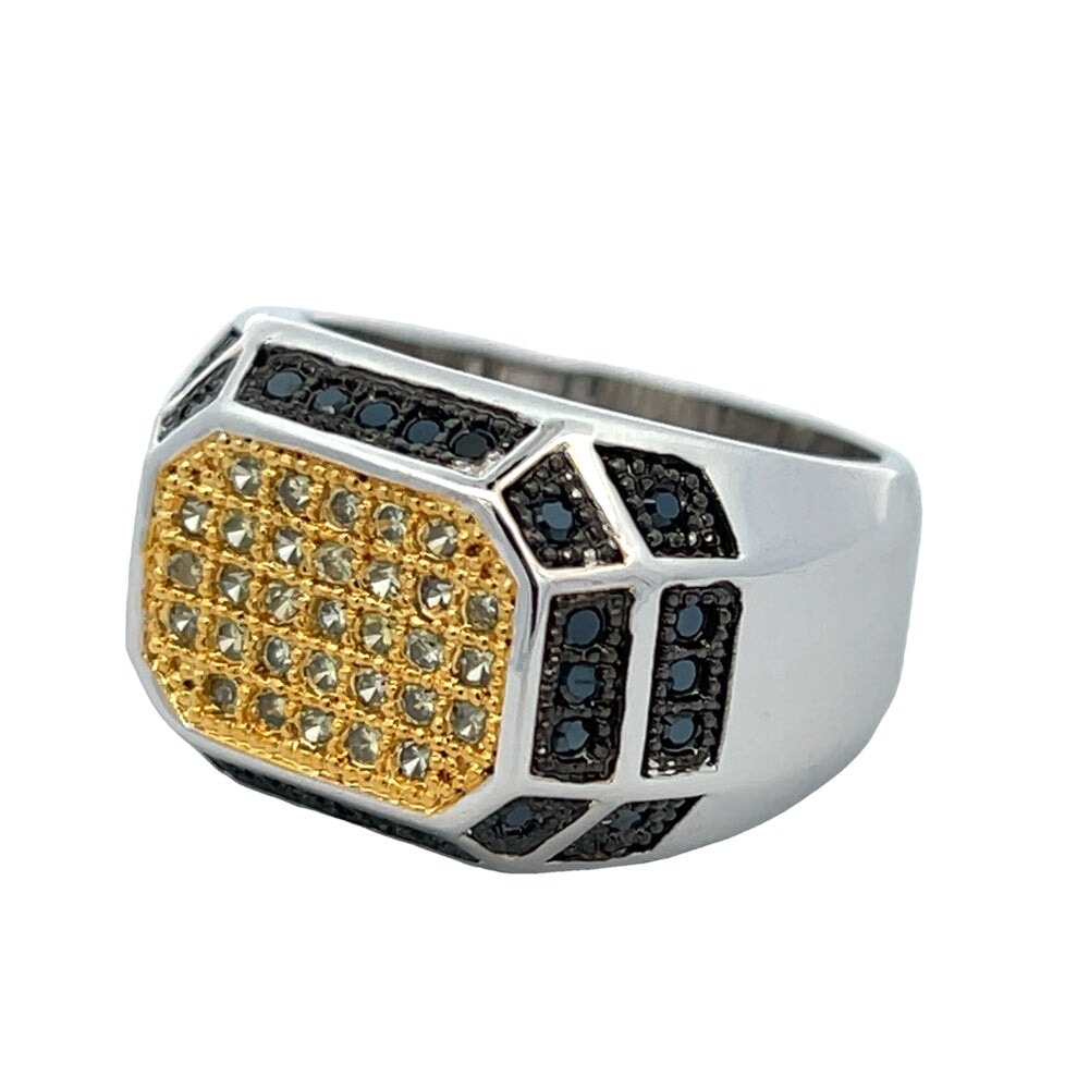 Champion Black & Yellow CZ Ring .925 Sterling Silver