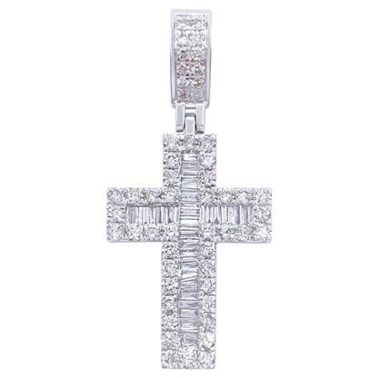 Channel Baguette Cross 1.80cttw Diamond Pendant 10K Gold
