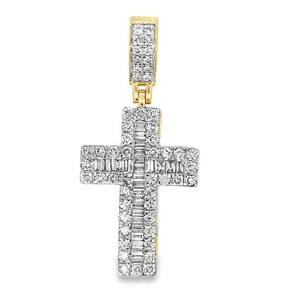 Channel Baguette Cross 1.80cttw Diamond Pendant 10K Gold