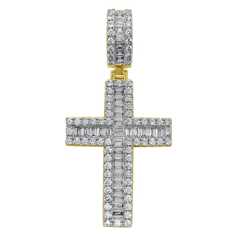 Channel Baguette Cross VVS CZ Hip Hop Iced Out Pendant