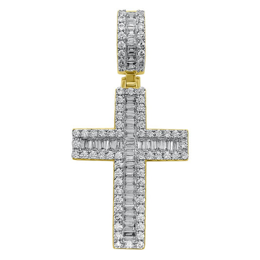 Channel Baguette Cross VVS CZ Hip Hop Iced Out Pendant