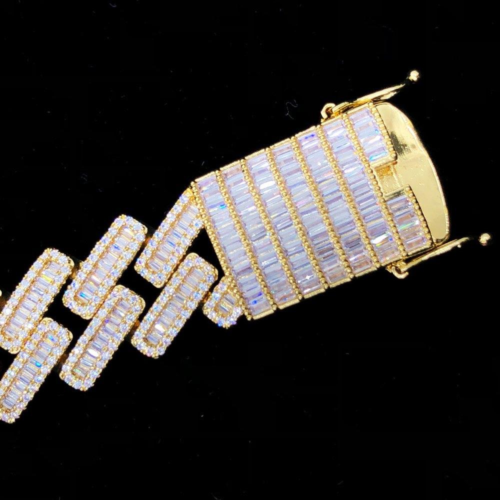 Channel Baguette Cuban Link Hip Hop Bling Bling Bracelet