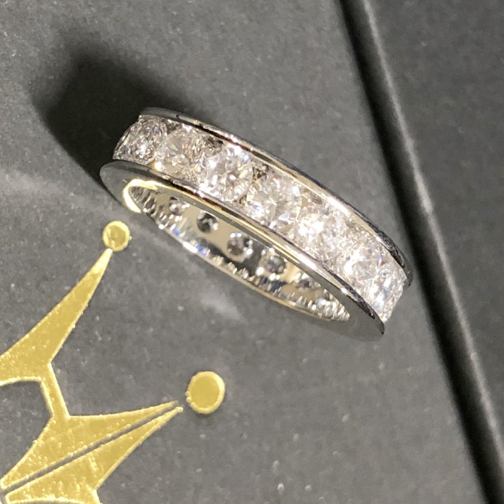 Channel Eternity Band CZ Bling Bling Ring in Rhodium