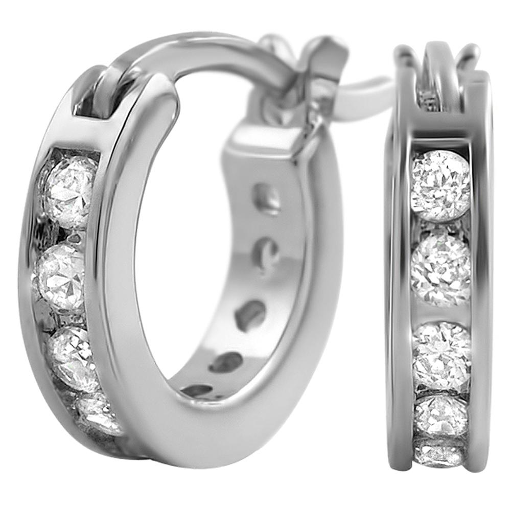 Channel Hoop VVS Moissanite Earrings .925 Sterling Silver