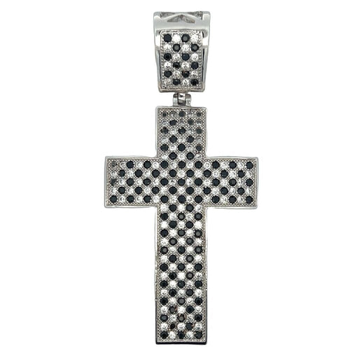Checkered White & Black CZ Cross Iced Out Pendant