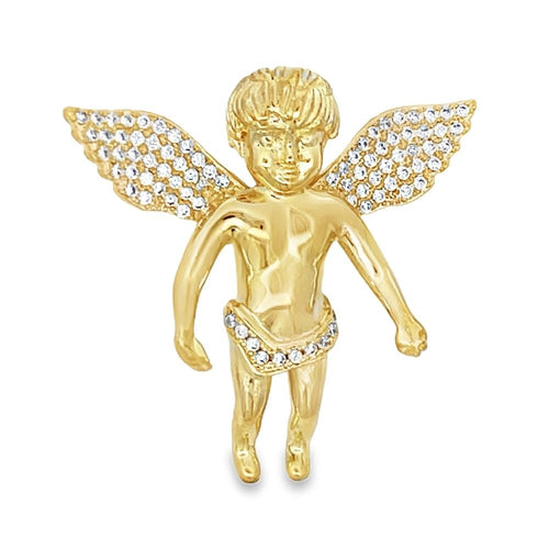 Cherub Angel CZ Pendant Gold .925 Sterling Silver
