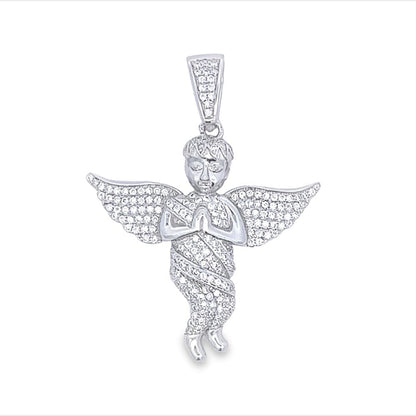 Cherub Angel Iced Out VVS Moissanite Pendant .925 Sterling Silver