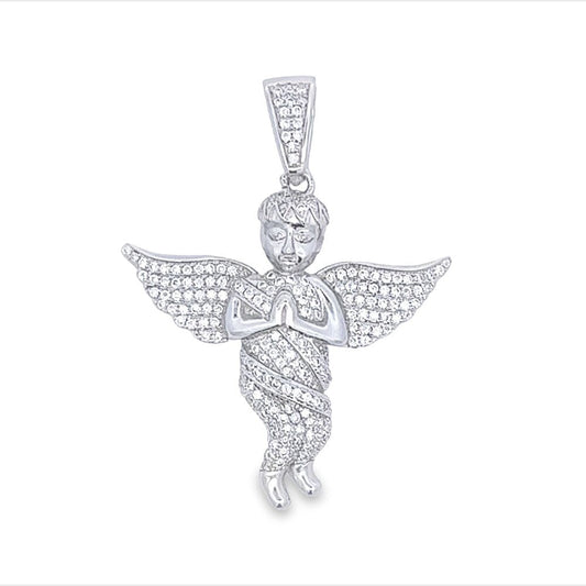 Cherub Angel Iced Out VVS Moissanite Pendant .925 Sterling Silver