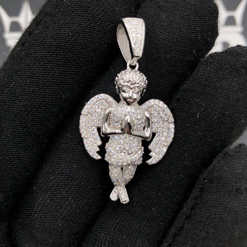 Cherub Angel Praying VVS Moissanite Pendant .925 Sterling Silver