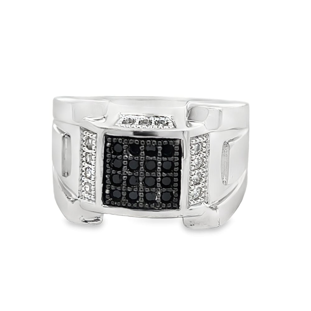 Chunk Black CZ Ring .925 Sterling Silver