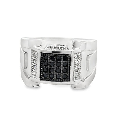Chunk Black CZ Ring .925 Sterling Silver