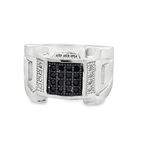 Chunk Black CZ Ring .925 Sterling Silver