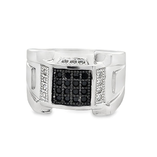 Chunk Black CZ Ring .925 Sterling Silver