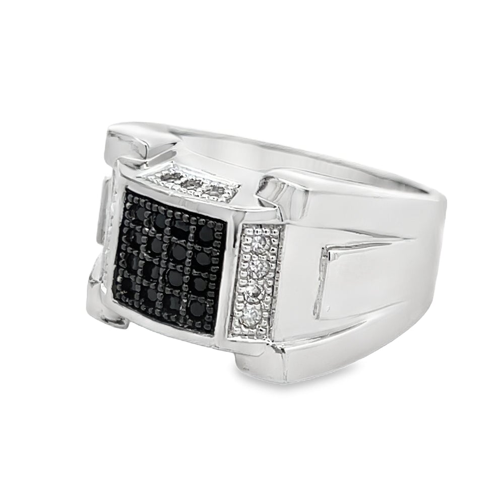 Chunk Black CZ Ring .925 Sterling Silver